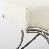 Mercana Ayla 55L x 17.6W x 18H Cream Fabric Seat W/ Antique Nickel Frame Bench