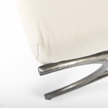 Mercana Ayla 55L x 17.6W x 18H Cream Fabric Seat W/ Antique Nickel Frame Bench