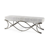 Mercana Ayla 55L x 17.6W x 18H Dark Gray Fabric Seat W/ Dark Nickel Metal Frame Bench