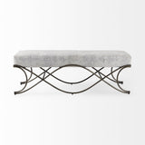 Mercana Ayla 55L x 17.6W x 18H Dark Gray Fabric Seat W/ Dark Nickel Metal Frame Bench