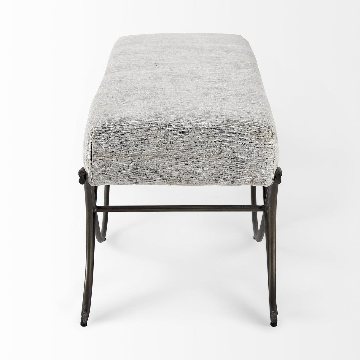 Mercana Ayla 55L x 17.6W x 18H Dark Gray Fabric Seat W/ Dark Nickel Metal Frame Bench