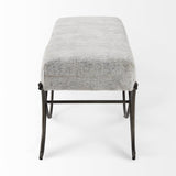 Mercana Ayla 55L x 17.6W x 18H Dark Gray Fabric Seat W/ Dark Nickel Metal Frame Bench