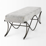 Mercana Ayla 55L x 17.6W x 18H Dark Gray Fabric Seat W/ Dark Nickel Metal Frame Bench