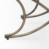 Mercana Ayla 55L x 17.6W x 18H Light and Dark Gray Fabric Seat W/ Antique Gold Metal Frame Bench