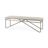 Mercana Camille 55.5L x 16.0W x 17.0H Cream Fabric Seat W/ Metal Frame Bench