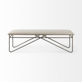 Mercana Camille 55.5L x 16.0W x 17.0H Cream Fabric Seat W/ Metal Frame Bench