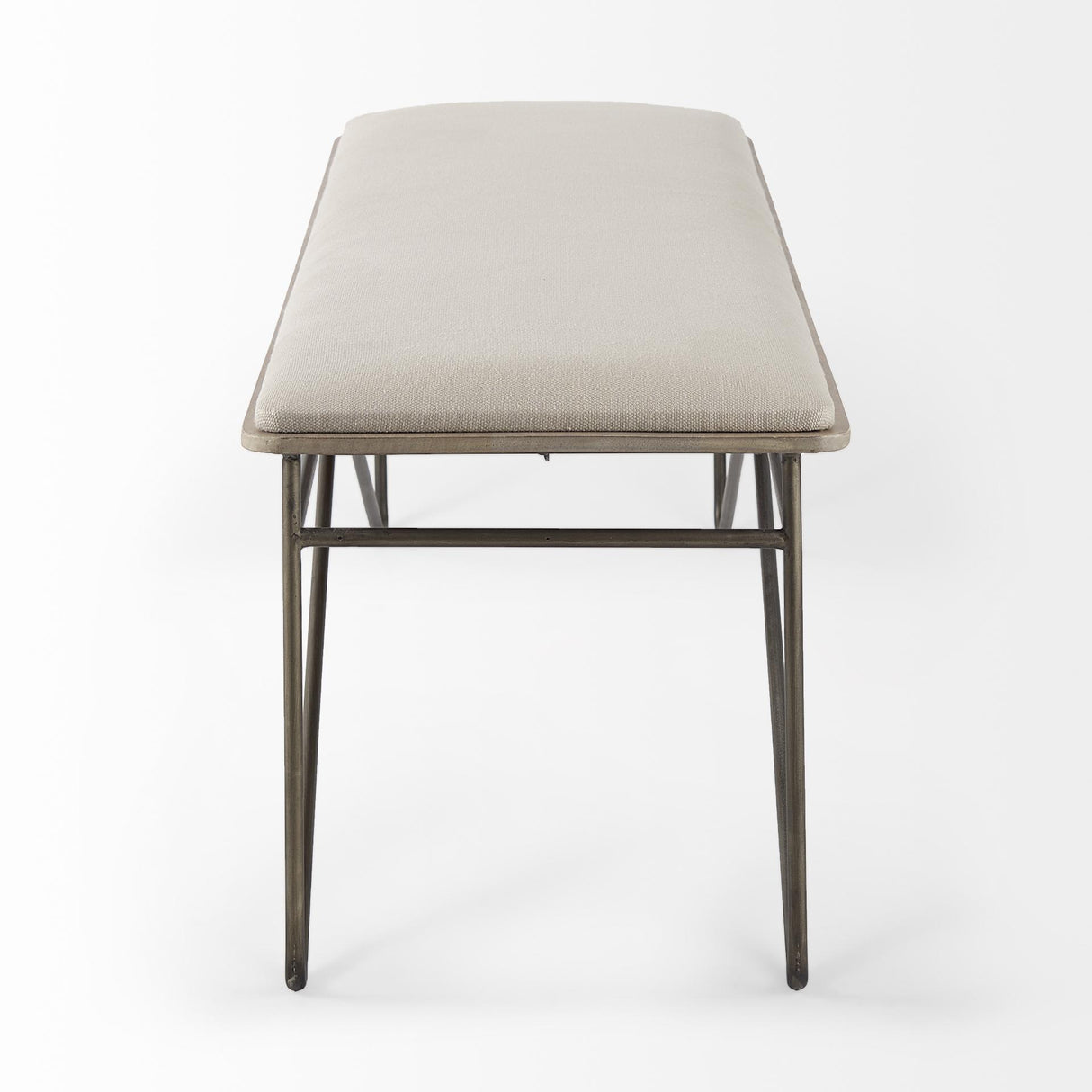Mercana Camille 55.5L x 16.0W x 17.0H Cream Fabric Seat W/ Metal Frame Bench