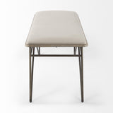 Mercana Camille 55.5L x 16.0W x 17.0H Cream Fabric Seat W/ Metal Frame Bench