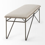 Mercana Camille 55.5L x 16.0W x 17.0H Cream Fabric Seat W/ Metal Frame Bench