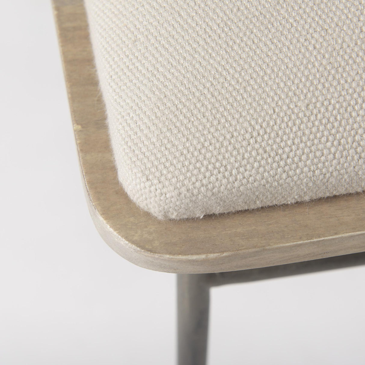 Mercana Camille 55.5L x 16.0W x 17.0H Cream Fabric Seat W/ Metal Frame Bench