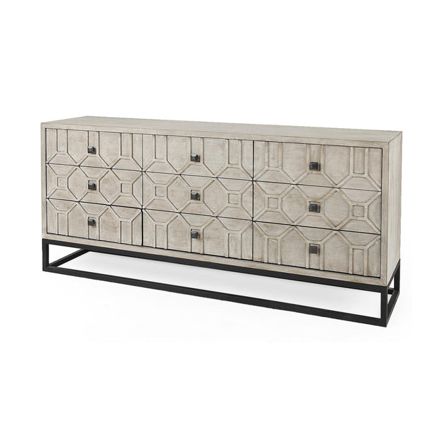 Mercana Genevieve II Light Brown Fir Veneer 9 Drawer Sideboard