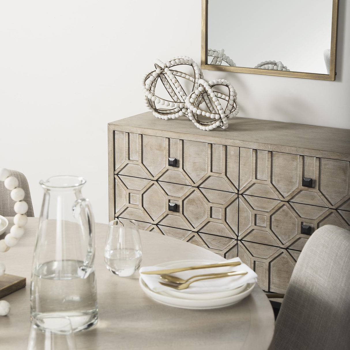 Mercana Genevieve II Light Brown Fir Veneer 9 Drawer Sideboard