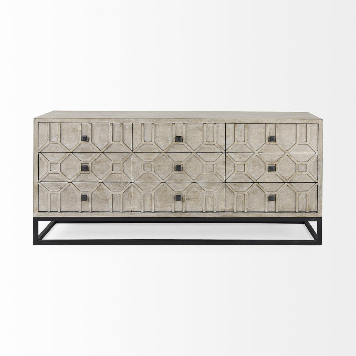 Mercana Genevieve II Light Brown Fir Veneer 9 Drawer Sideboard