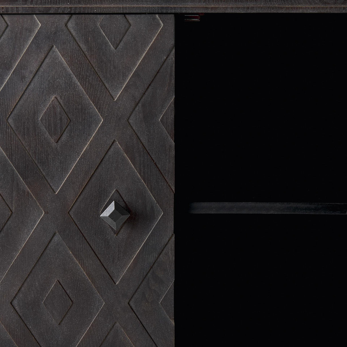 Mercana Lennon 47.2L x 15.0W x 33.1H Dark Brown Fir Veneer 4 Door Demilune Cabinet