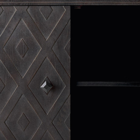 Mercana Lennon 47.2L x 15.0W x 33.1H Dark Brown Fir Veneer 4 Door Demilune Cabinet