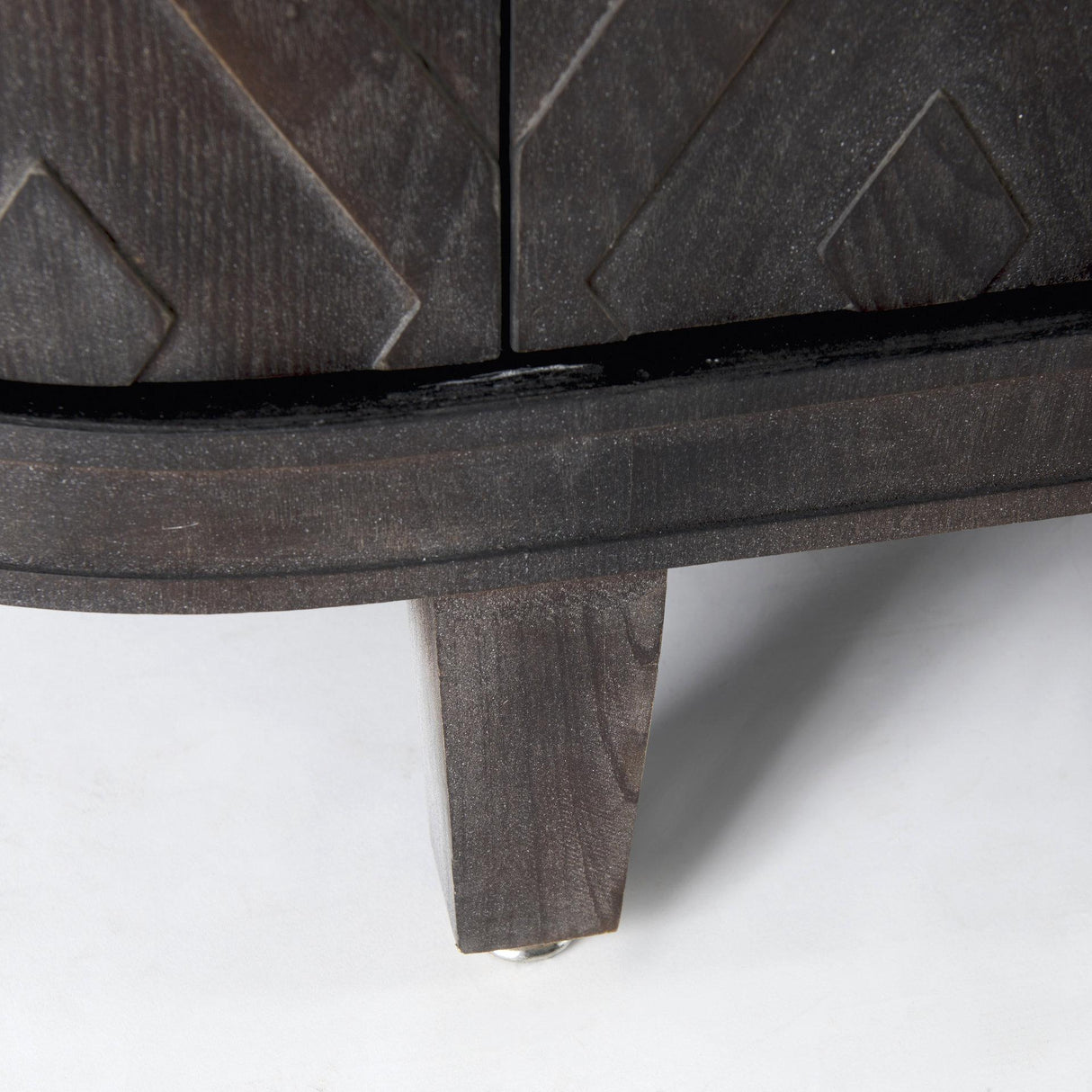 Mercana Lennon 47.2L x 15.0W x 33.1H Dark Brown Fir Veneer 4 Door Demilune Cabinet