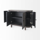 Mercana Lennon 47.2L x 15.0W x 33.1H Dark Brown Fir Veneer 4 Door Demilune Cabinet