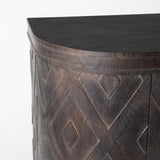 Mercana Lennon 47.2L x 15.0W x 33.1H Dark Brown Fir Veneer 4 Door Demilune Cabinet