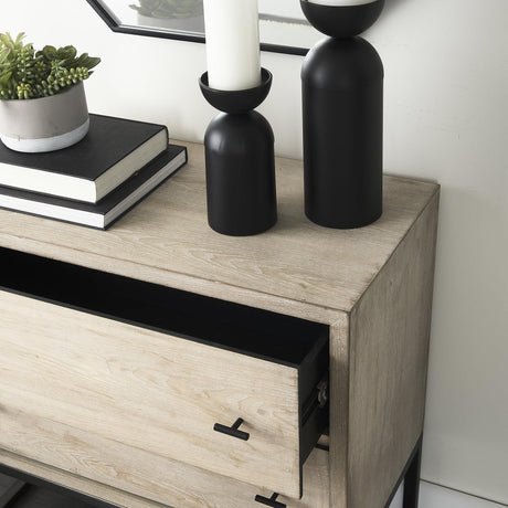 Mercana Ciara 32L x 16W Beige Fir Veneer 2 Drawer Accent Cabinet