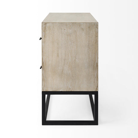 Mercana Ciara 32L x 16W Beige Fir Veneer 2 Drawer Accent Cabinet