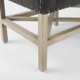 Mercana Bergen 60.0L x 19.0W x 25.5H Dark Gray Fabric W/ Light Brown Wooden Base Accent Bench