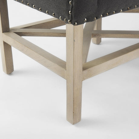 Mercana Bergen 60.0L x 19.0W x 25.5H Dark Gray Fabric W/ Light Brown Wooden Base Accent Bench