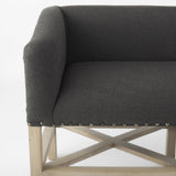 Mercana Bergen 60.0L x 19.0W x 25.5H Dark Gray Fabric W/ Light Brown Wooden Base Accent Bench