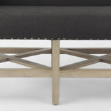 Mercana Bergen 60.0L x 19.0W x 25.5H Dark Gray Fabric W/ Light Brown Wooden Base Accent Bench
