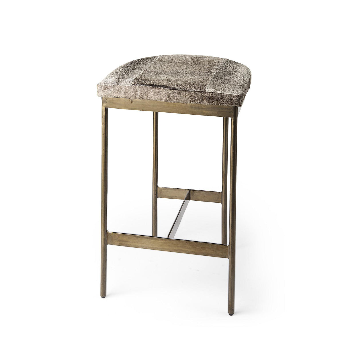 Mercana Millie 16.75 X 17.75 X 26.25 Hair-on-hide Seat W/ Gold Metal Frame Counter Stool