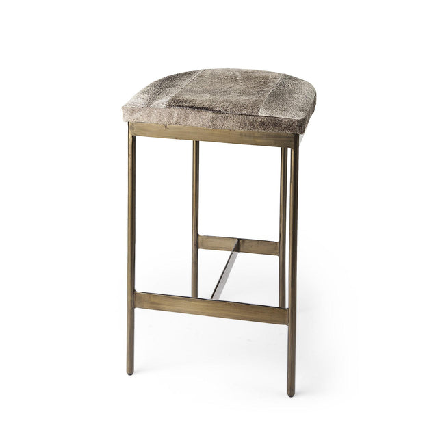 Mercana Millie 16.75 X 17.75 X 26.25 Hair-on-hide Seat W/ Gold Metal Frame Counter Stool