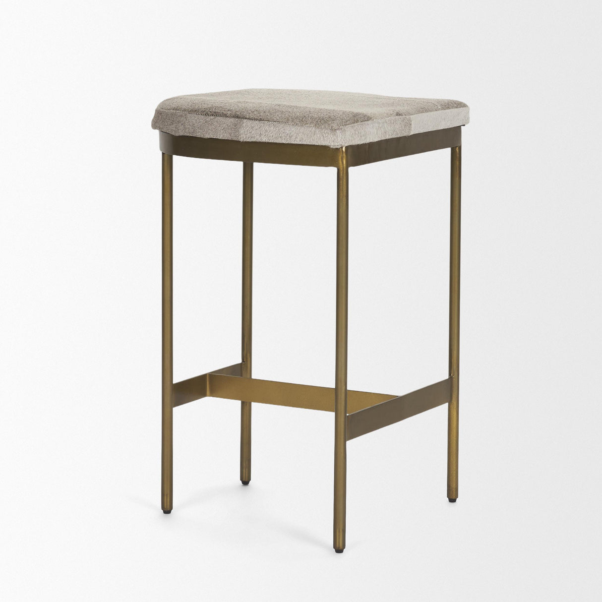Mercana Millie 16.75 X 17.75 X 26.25 Hair-on-hide Seat W/ Gold Metal Frame Counter Stool