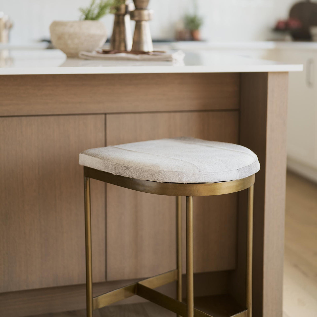 Mercana Millie 16.75 X 17.75 X 26.25 Hair-on-hide Seat W/ Gold Metal Frame Counter Stool