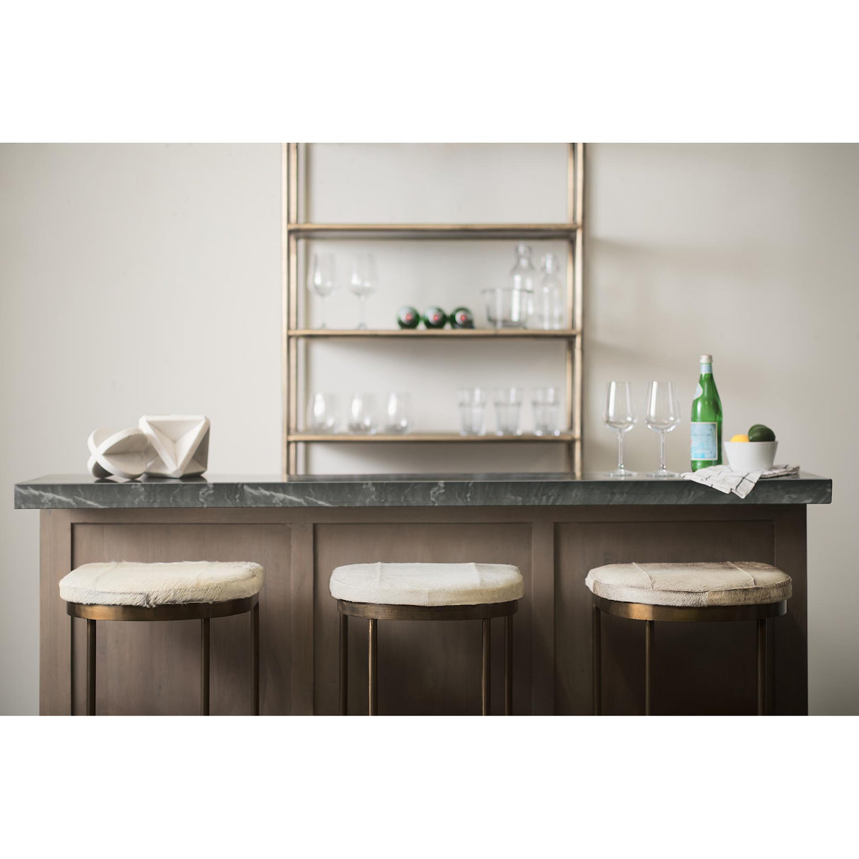 Mercana Millie 16.75 X 17.75 X 26.25 Hair-on-hide Seat W/ Gold Metal Frame Counter Stool