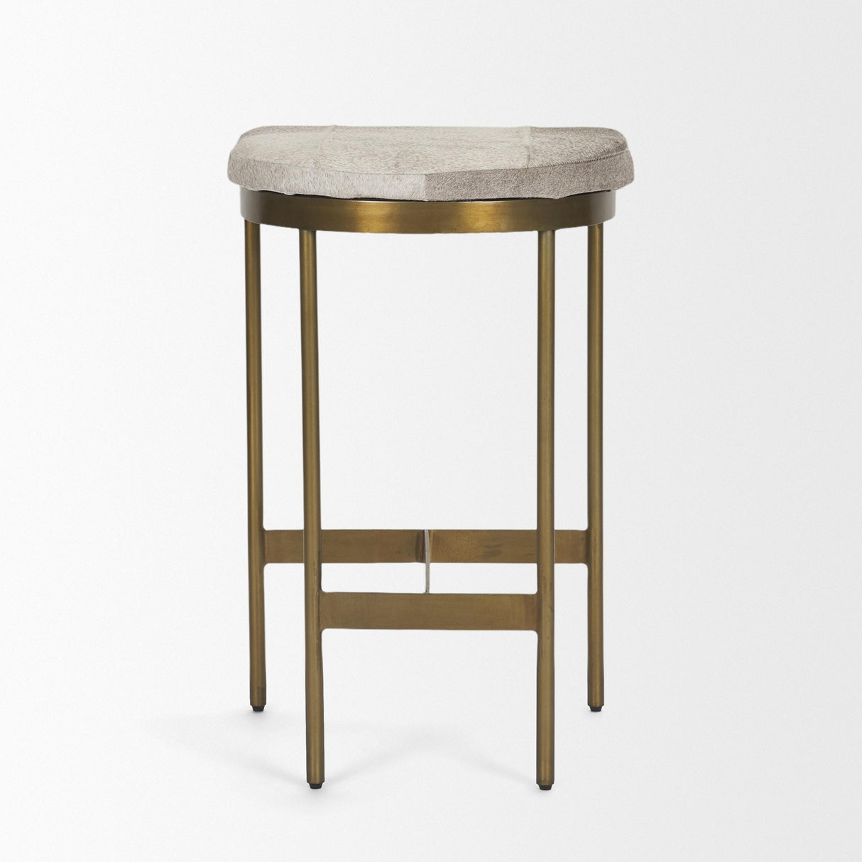 Mercana Millie 16.75 X 17.75 X 26.25 Hair-on-hide Seat W/ Gold Metal Frame Counter Stool