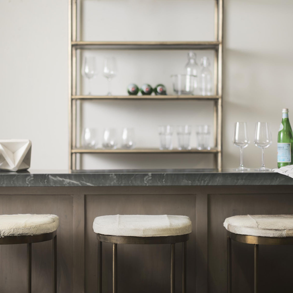 Mercana Millie 16.75 X 17.75 X 30 Hair-on-hide Seat W/ Gold Frame Bar Stool