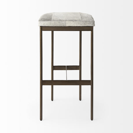 Mercana Millie 16.75 X 17.75 X 30 Hair-on-hide Seat W/ Gold Frame Bar Stool