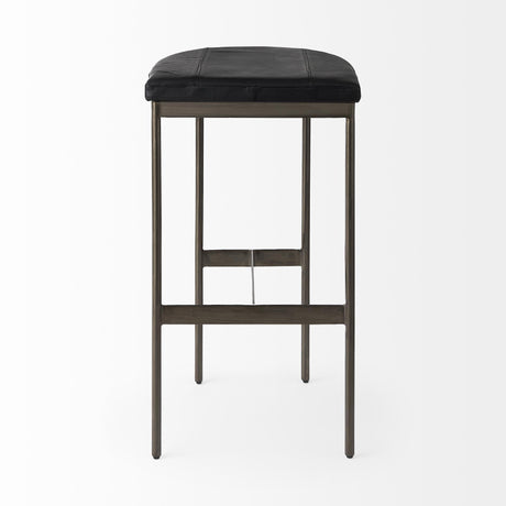 Mercana Millie 16.75L x 17.75W x 30.25H Black Leather Seat W/ Metal Frame Bar Stool