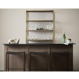 Mercana Clarissa 18.0L x 16.0W x 30.25H Black Woven Leather Seat W/ Gold Frame Bar Stool