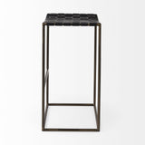 Mercana Clarissa 18.0L x 16.0W x 30.25H Black Woven Leather Seat W/ Gold Frame Bar Stool