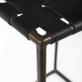 Mercana Clarissa 18.0L x 16.0W x 30.25H Black Woven Leather Seat W/ Gold Frame Bar Stool