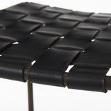 Mercana Clarissa 18.0L x 16.0W x 30.25H Black Woven Leather Seat W/ Gold Frame Bar Stool