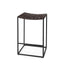 Mercana Clarissa 18.0L x 16.0W x 26.25H Dark Brown Woven Leather Seat W/ Black Iron Frame Counter Stool