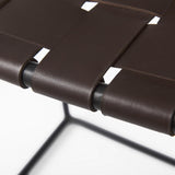 Mercana Clarissa 18.0L x 16.0W x 26.25H Dark Brown Woven Leather Seat W/ Black Iron Frame Counter Stool