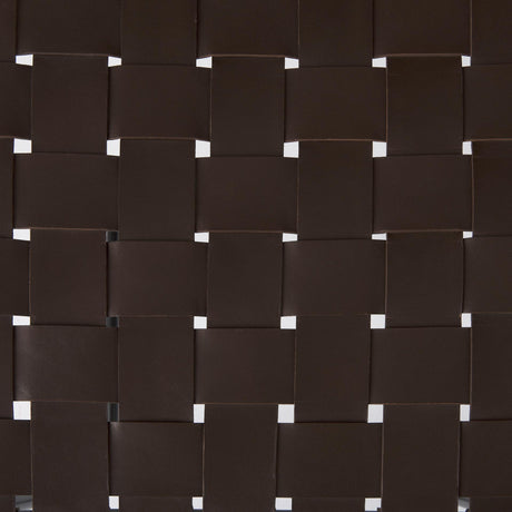 Mercana Clarissa 18.0L x 16.0W x 26.25H Dark Brown Woven Leather Seat W/ Black Iron Frame Counter Stool