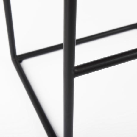 Mercana Clarissa 18.0L x 16.0W x 30.25H Dark Brown Woven Leather Seat W/ Black Metal Frame Bar Stool