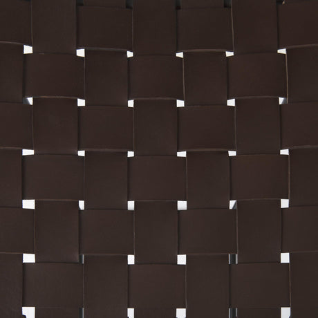 Mercana Clarissa 18.0L x 16.0W x 30.25H Dark Brown Woven Leather Seat W/ Black Metal Frame Bar Stool