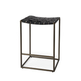 Mercana Clarissa 18.0L x 16.0W x 26.25H Black Woven Leather Seat W/ Gold Frame Counter Stool
