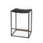 Mercana Clarissa 18.0L x 16.0W x 26.25H Black Woven Leather Seat W/ Gold Frame Counter Stool