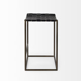 Mercana Clarissa 18.0L x 16.0W x 26.25H Black Woven Leather Seat W/ Gold Frame Counter Stool