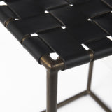 Mercana Clarissa 18.0L x 16.0W x 26.25H Black Woven Leather Seat W/ Gold Frame Counter Stool